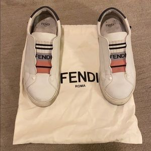 Fendi White slip on sneakers